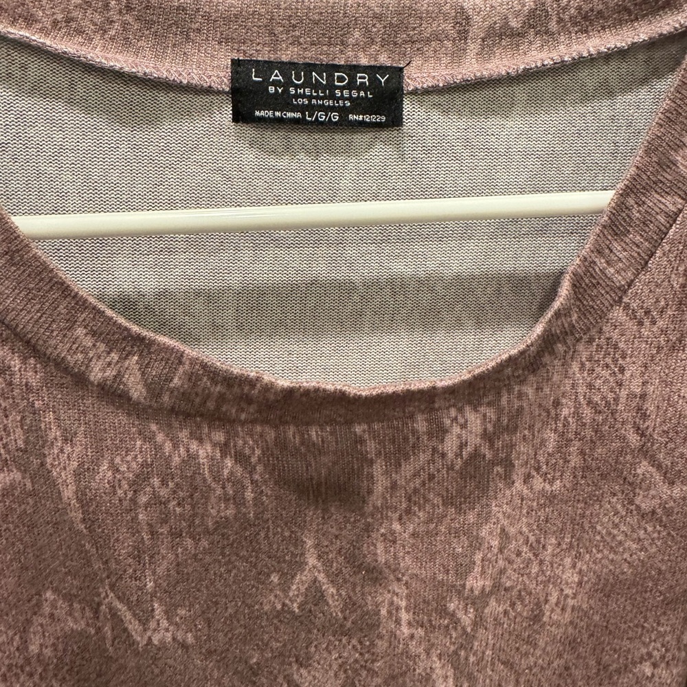 Laundry by Shelli Segal Sheer Snake Print Top L/GG Y2K Lettuce Hem - Picture 3 of 3